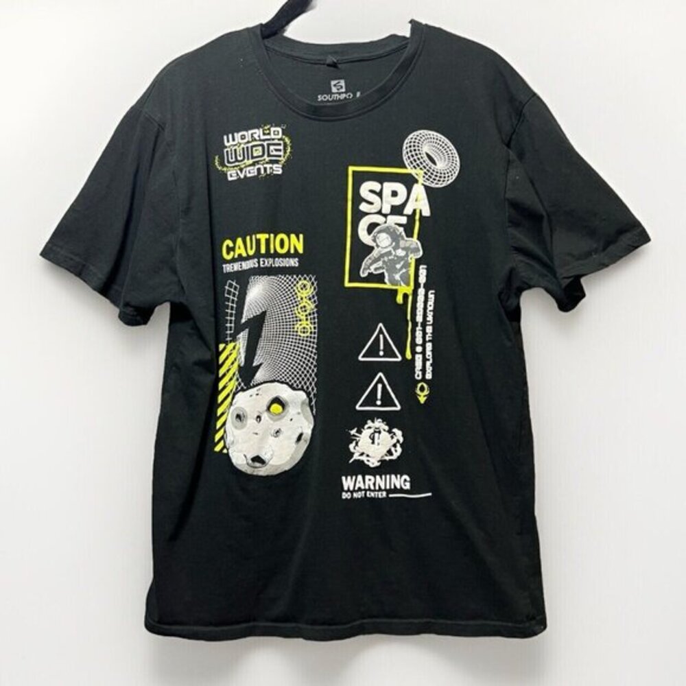 Southpole T Shirt Men's XL Black Space Graphics Short Sleeve Astronauts‎